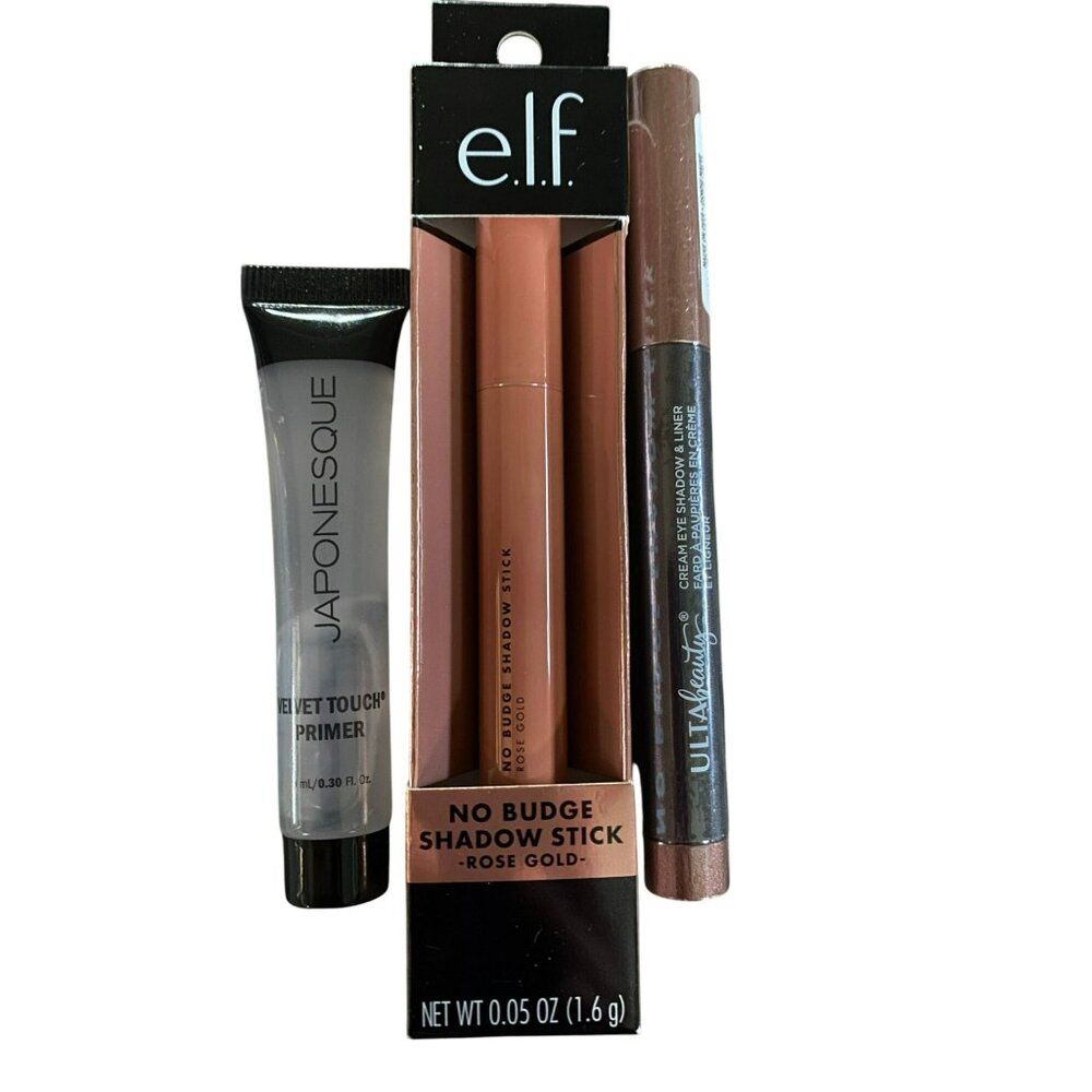 Japonesque Trial Primer, E.L.F. Rose Gold Shadow Stick & Ulta Beauty Cream Eye